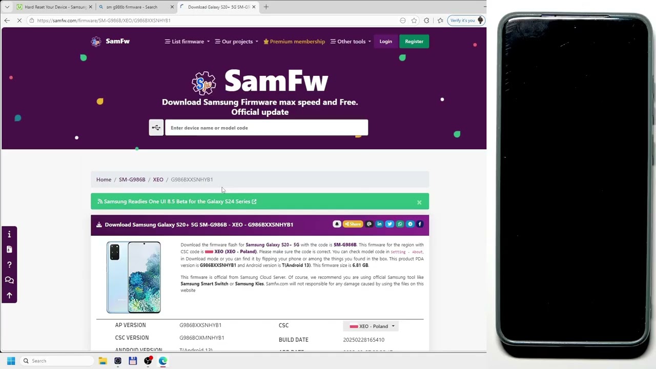 SAMSUNG Galaxy S20+ 5G Exynos &ndash; 使用 Odin 更新