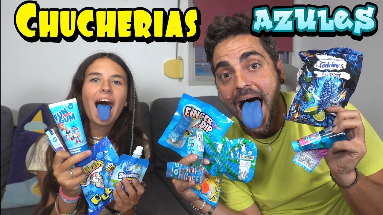 PROBANDO ChucheriAS RARAS!! AZUL todo azul