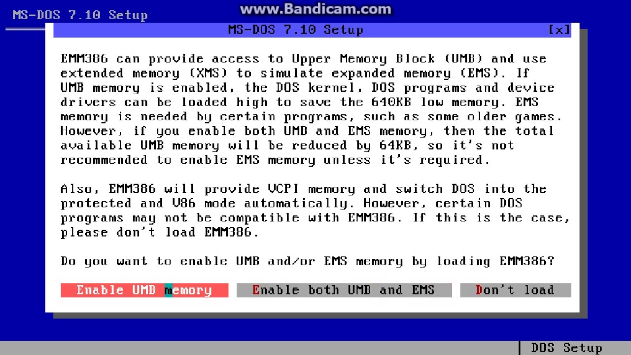 Installing MS-DOS 7.10
