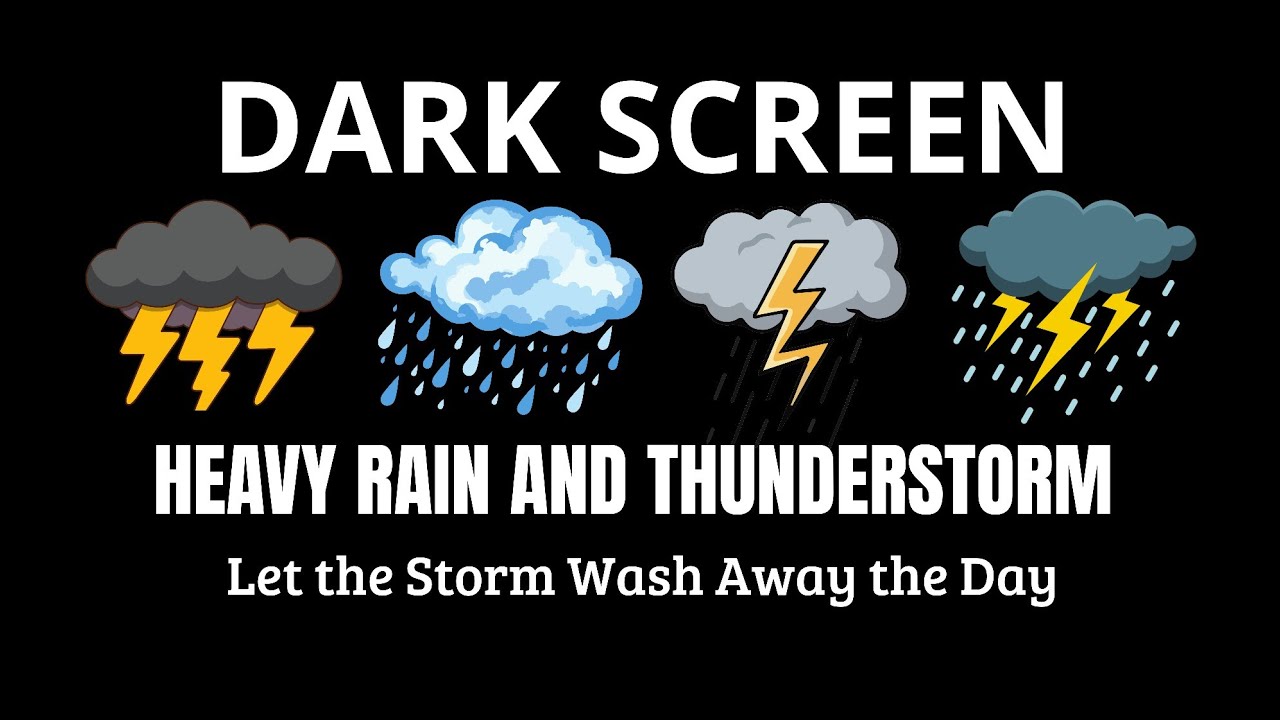 Heavy Rain and Thunderstorm Sounds for Sleep | BLACK SCREEN No Visuals