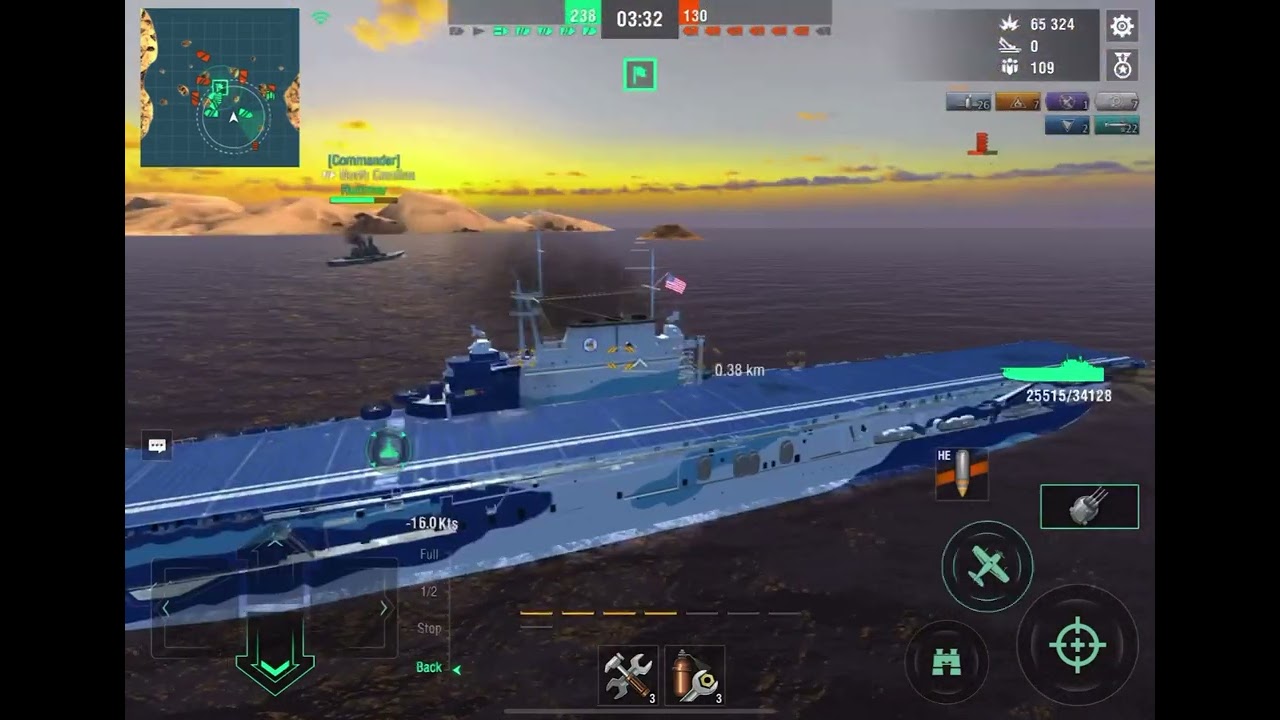 World of Warships Blitz: Hornet 134k damage gameplay with Kraken.