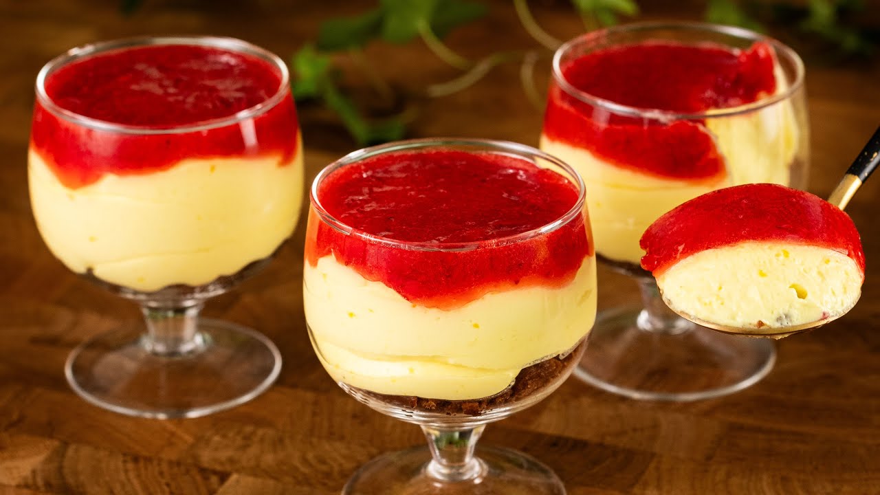🍋Cremiges Zitronendessert in 5 Minuten! 🍓Mit Erdbeeren! Ohne GELATINE! Alle suchen ihn!