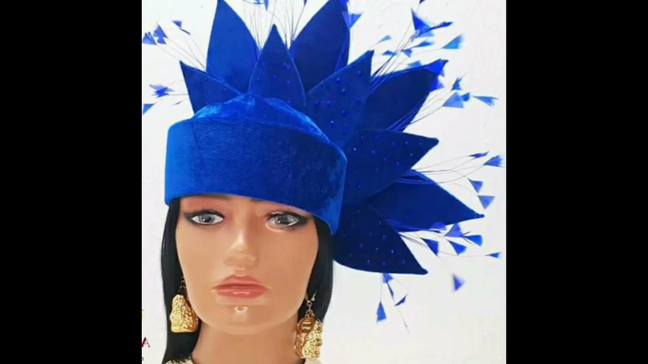 Zahra cap with leave and feathers design