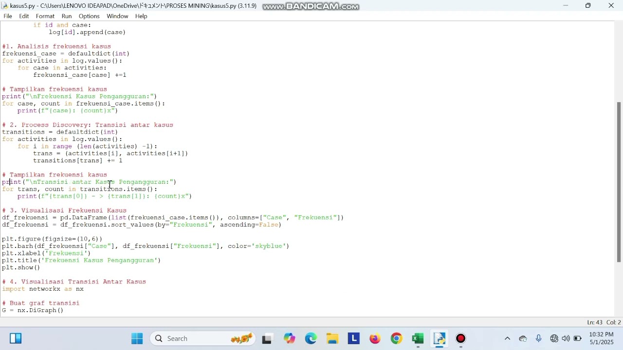 Analisis Data Kasus Pengangguran Menggunakan Process Discovery Dengan Idel Python Dari Data Csv