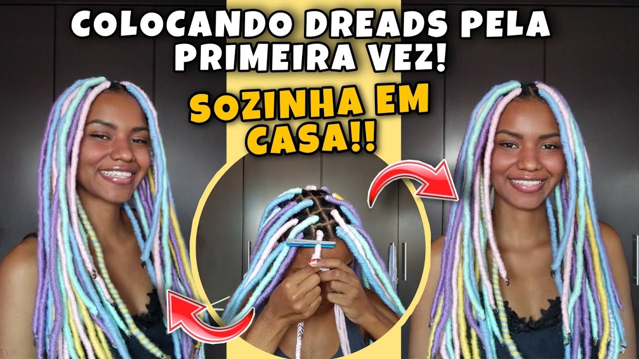 COMO FAZER DREADS DE LÃ SOZINHA EM CASA!! DREADS UNICÓRNIO 🦄