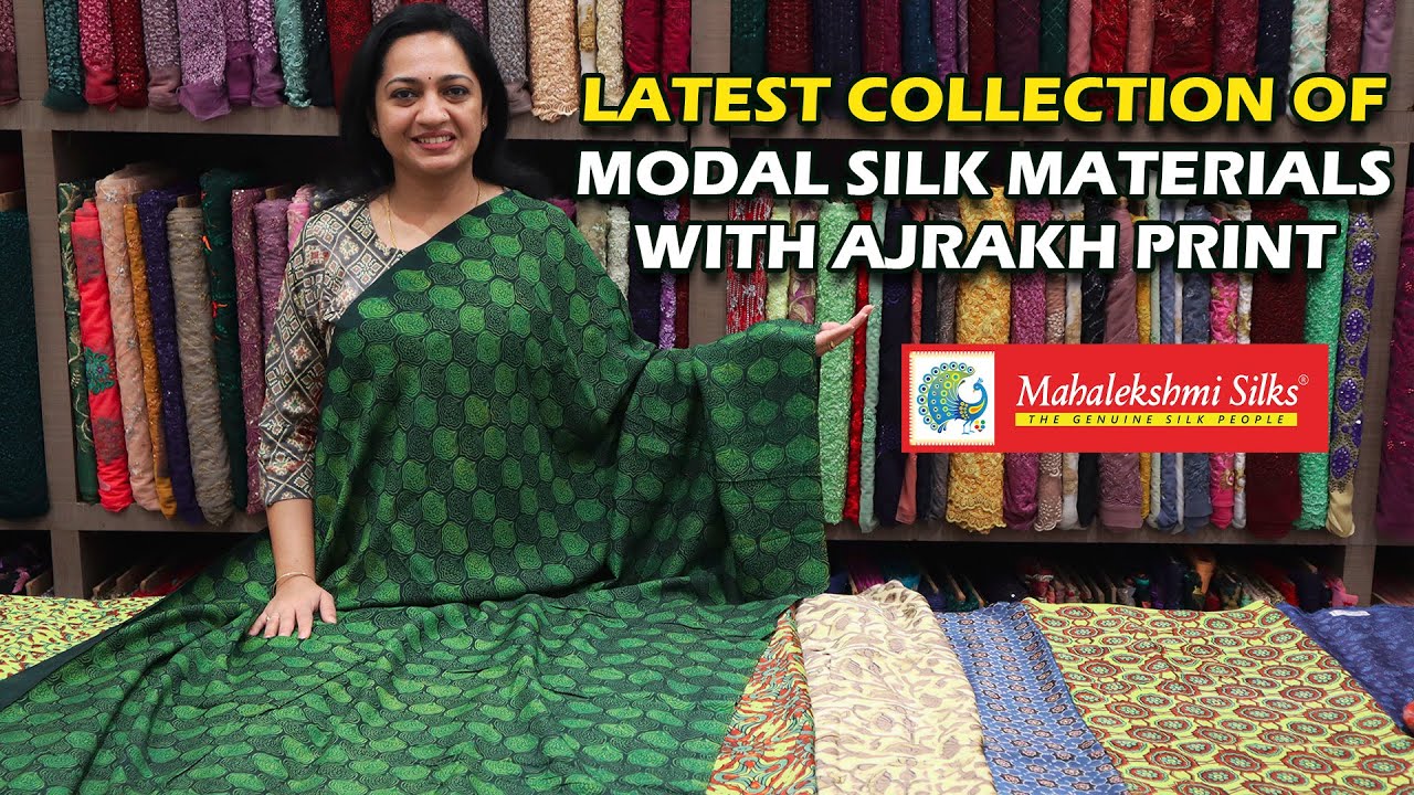 Latest Collection of Modal Silk Materials With Ajrakh Print | Mahalekshmi Silks