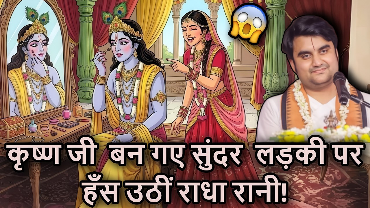 🎀🐚 Krishna Ji Ne Kiya Makeup 💅🏻 Ban Gaye Sundar Ladki… 😍 Par Hans Uthi Radha Rani!