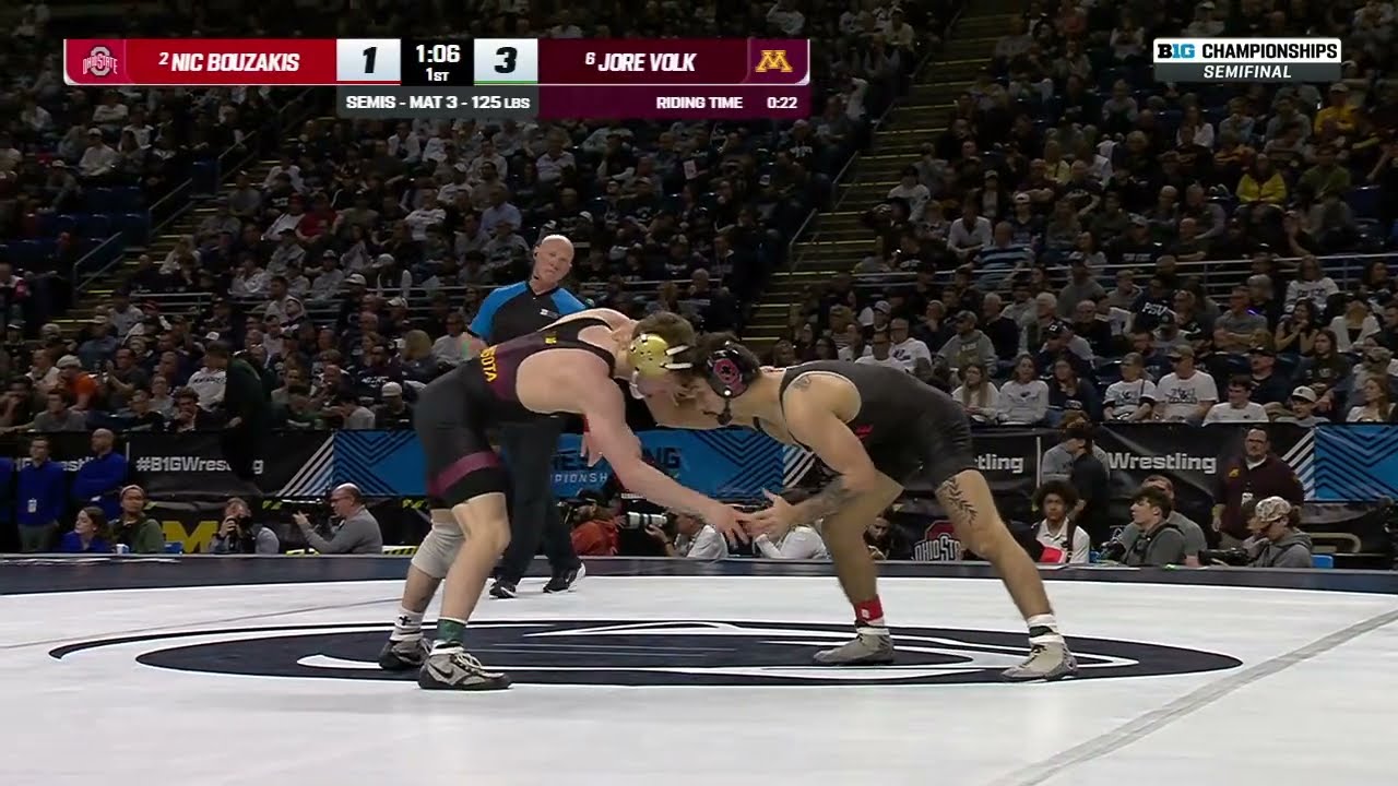 125 LBs Semifinals: Nic Bouzakis vs. Jore Volk | 2026 Big Ten Wrestling Championships