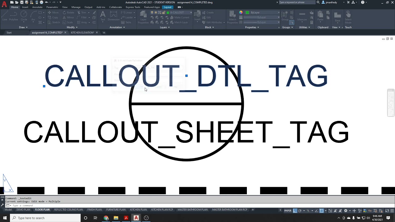 Callout Tags in Autocad