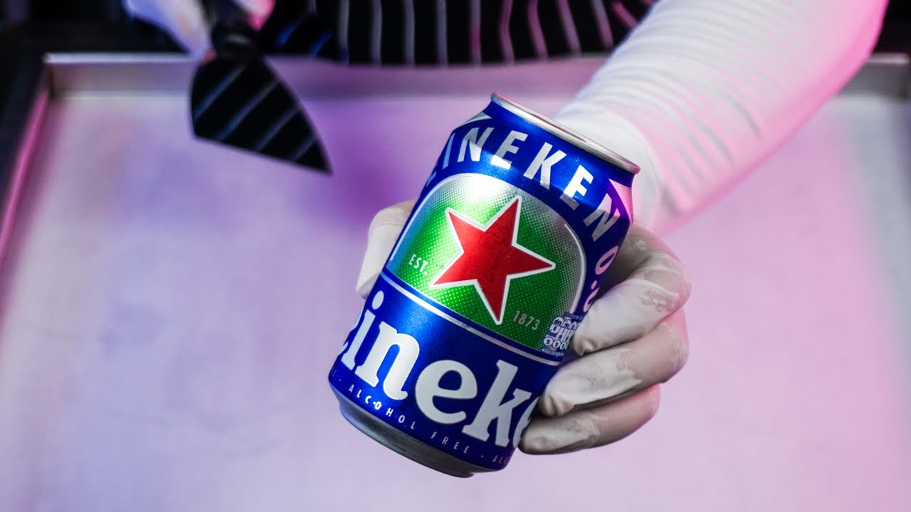 ASMR - Как превратить пиво Heineken 0.0 в булочки с мороженым - BEER (Heineken) Rolled Ice Cream