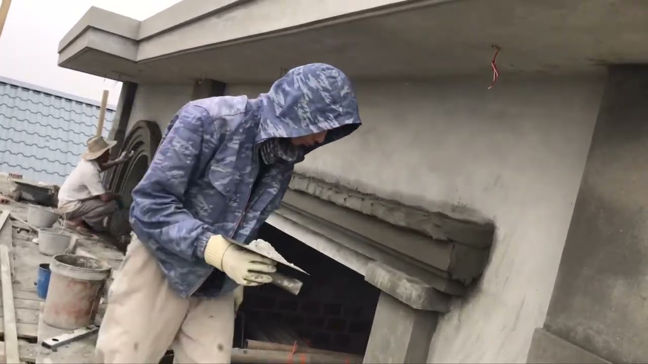 Sculpting techniques for round and square doors of neoclassical villas #house #building #vairalvideo