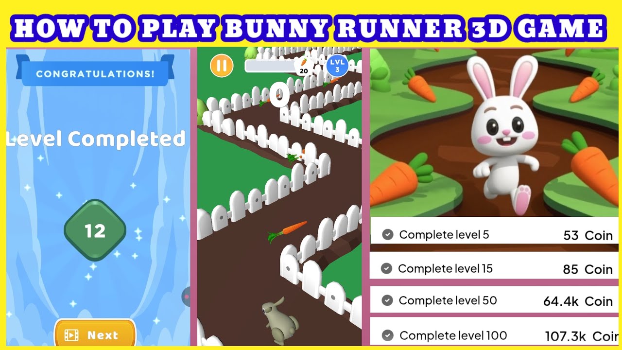 HOW TO PLAY BUNNY RUNNER 3D GAME ll HOW TO INCREASE LEVEL BUNNY RUNNER 3D GAME ll BUNNY RUNNER 3D 