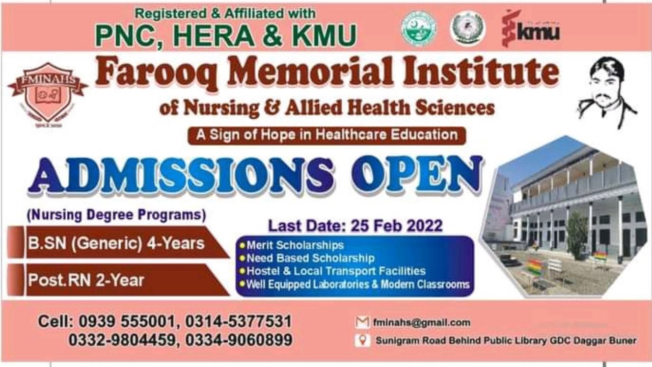 Generic BS Nursing & Post-RN Admissions 2022 Admissions Open at Farooq Memorial Institute of Nursing