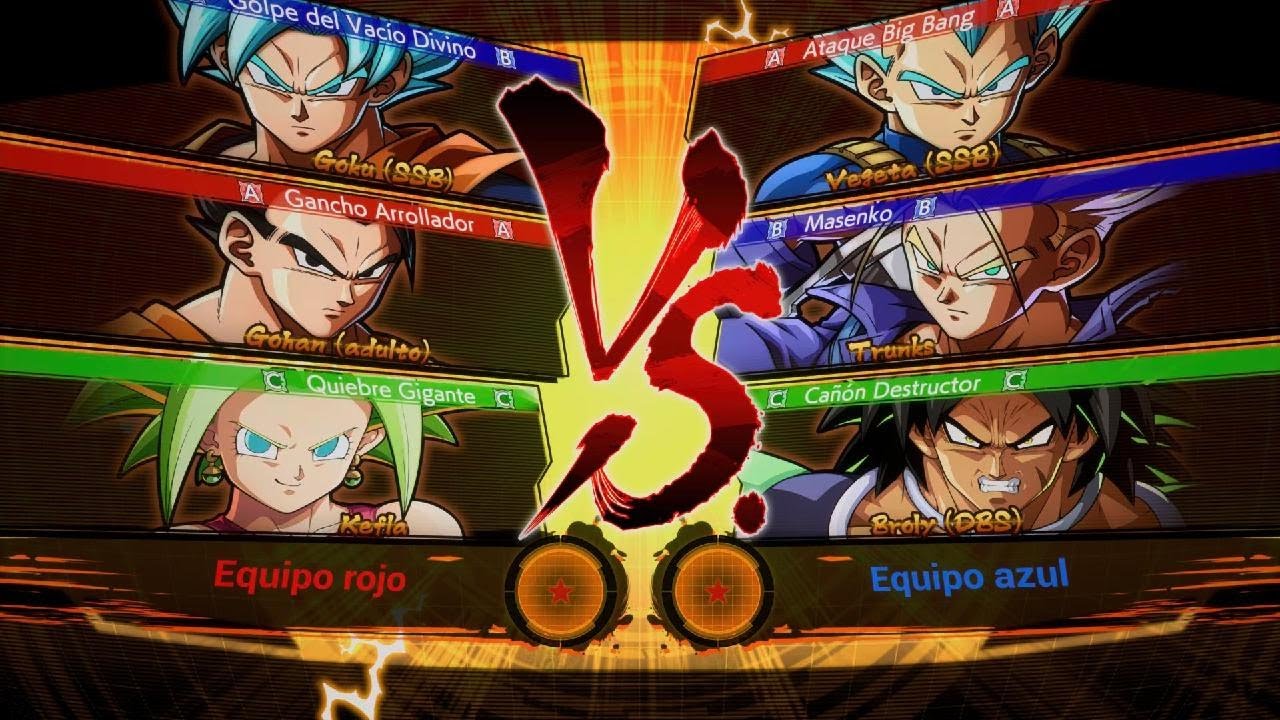 DB FighterZ | SSB Goku, Gohan (adulto) y Kefla vs. SSB Vegeta, Trunks y Broly (DBS) | Pelea Completa