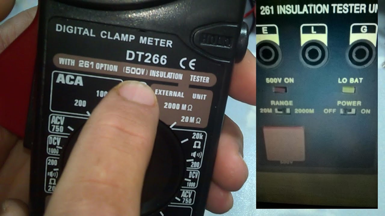 طريقة اختبار العزل  Clamp Meter DT266 & 261 option Insulation Tester