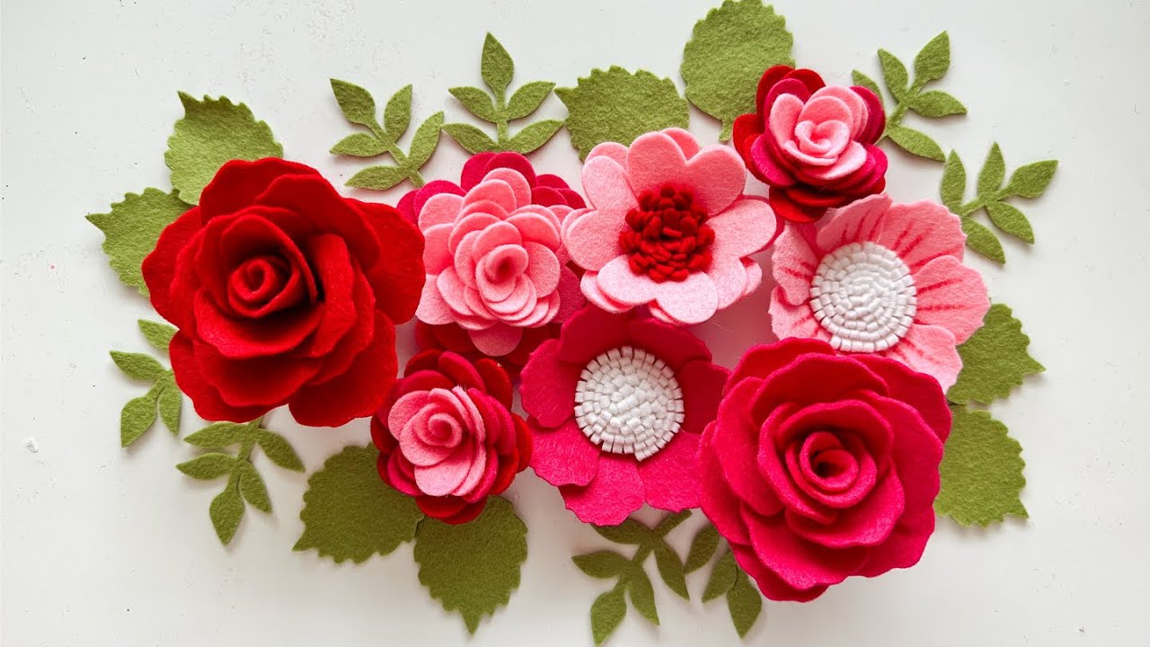 How to Make 6 Different Felt Flowers - Perfect for Valentine's Day