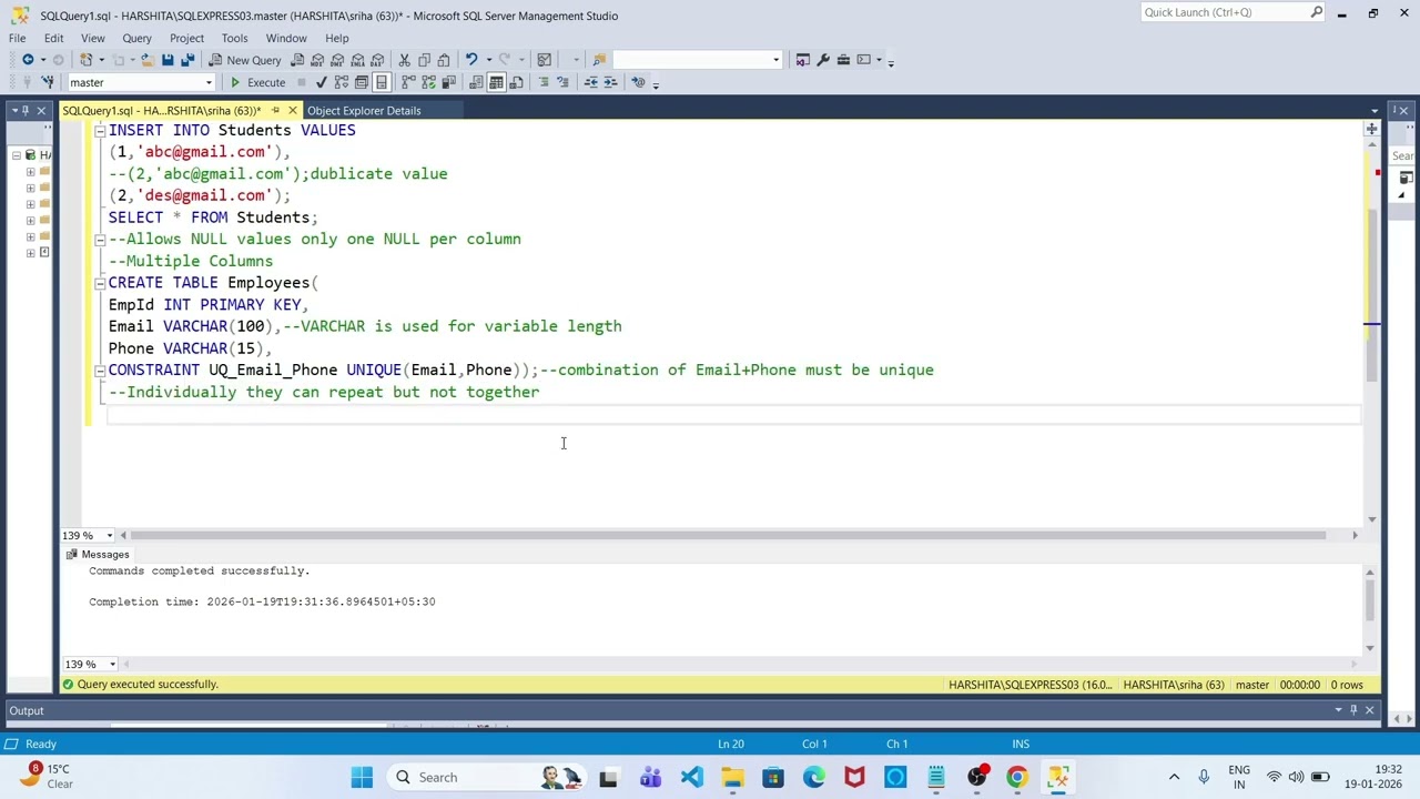 UNIQUE KEY in SQL Server 🔑 | Definition, Rules & Real-Time Example