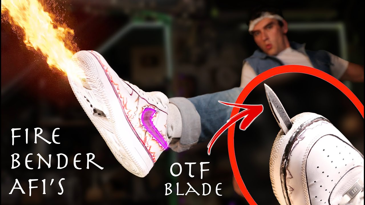 These Air Force 1's Shoot Fire! + Retractable Blade (Real Life Fire Bender / Kingsman Shoes)