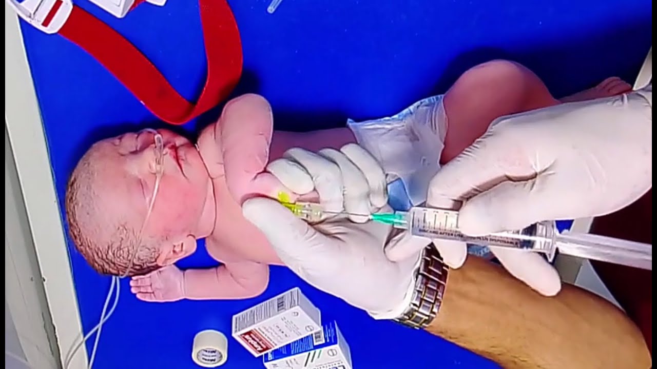 Cutest Newborn Adorable Baby Taking his First Vitamin K Vaccine 