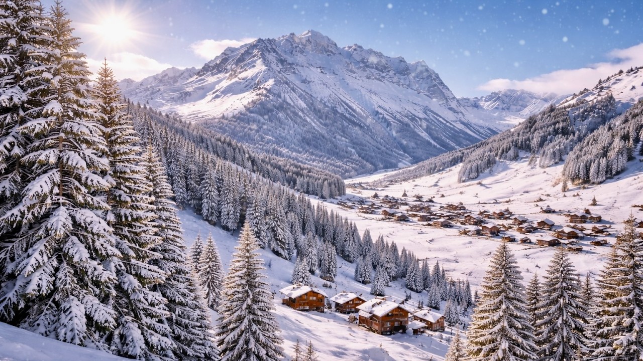 🇨🇭Snowy Switzerland: A Relaxing Winter Walk in 4K | Calm Cinematic Vlog