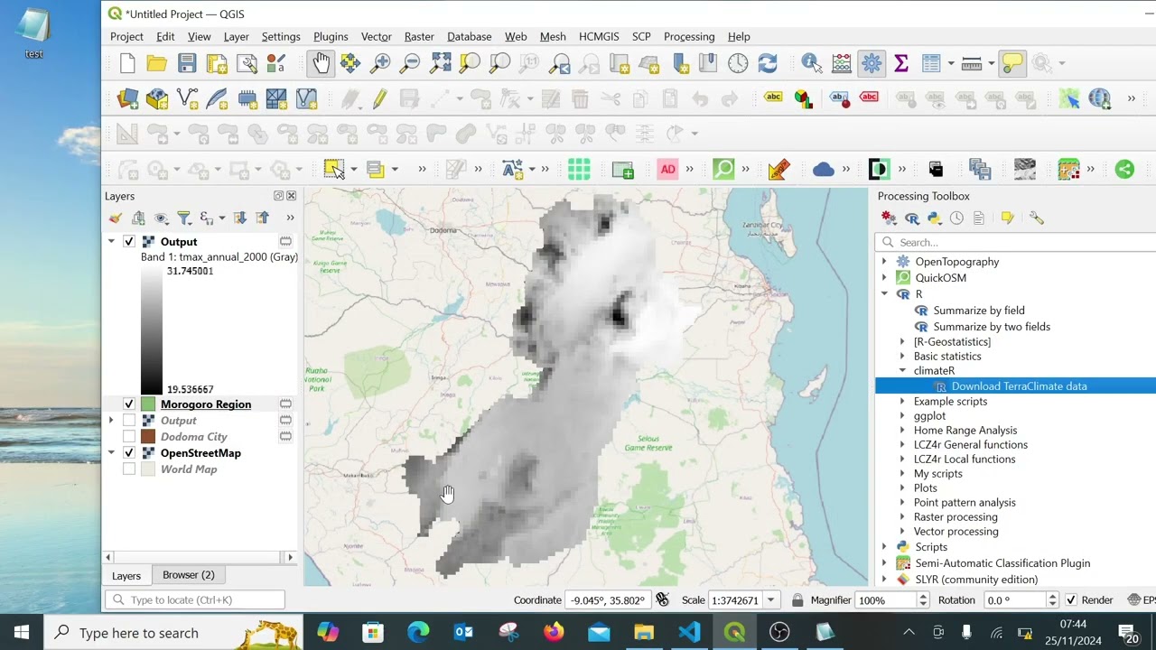 Downloading Terraclimate Dataset In QGIS using rsx algorithm(demo)