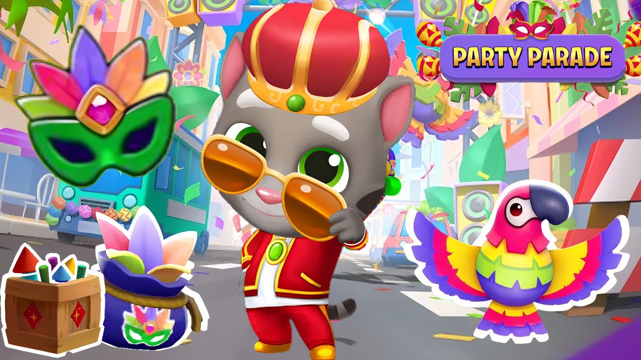 Talking Tom Gold Run Party Parade event King Tom vs Roy Raccoon Gameplay Android ios 