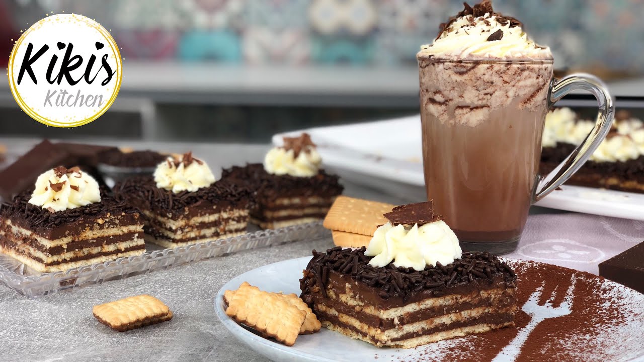Puddingkuchen mit Keksen | No Bake Schokokuchen | Schoko Keks Kuchen | kinderleichte Torte