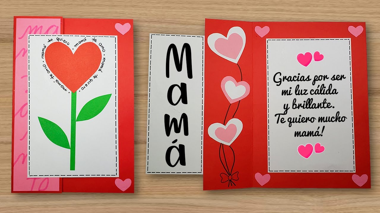 💖 Tarjeta del día de la madre flor corazón 💖 Día de la mujer 💖 Mother's Day Card 🌷 Card Women's Day