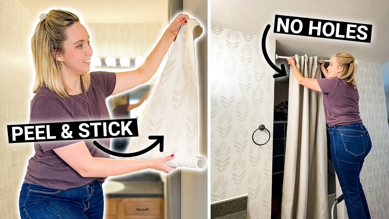 Bathroom Makeover with *ONLY* Renter-Friendly DIYs ✨ (Removable + damage-free!)