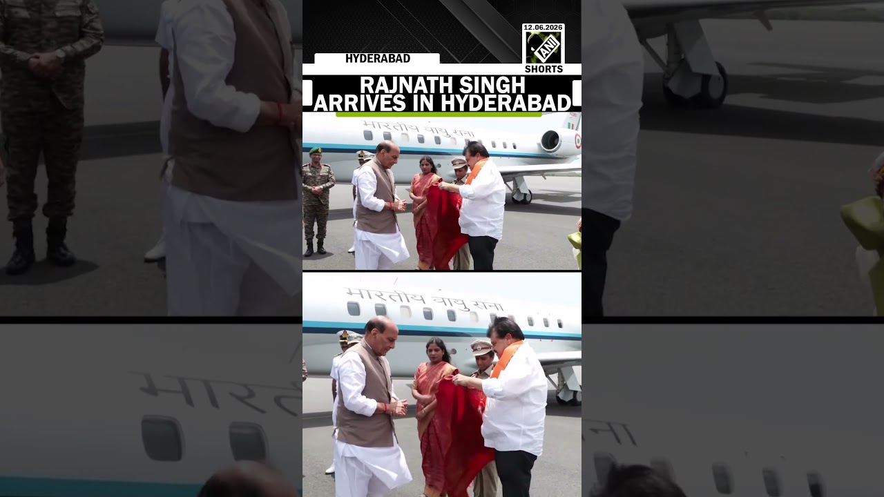 Union Defence Minister Rajnath Singh lands at Begumpet Airport in Hyderabad, Telangana