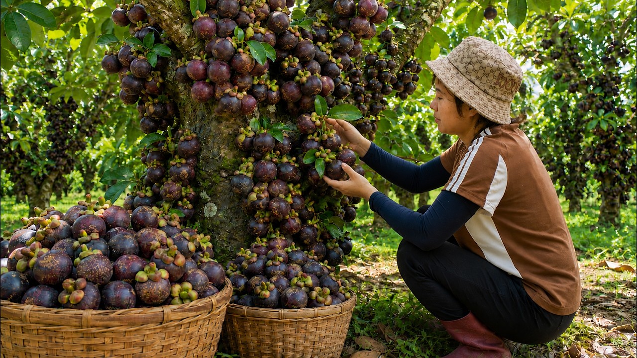 Harvesting Ripe Mangosteen | Enjoying Fresh Tropical Fruit from the Peaceful Countryside