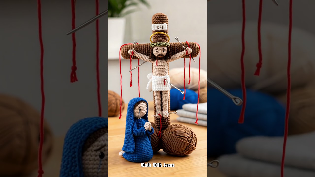 Mary Wept Beneath the Yarn Cross | A Symbolic Crochet Scene