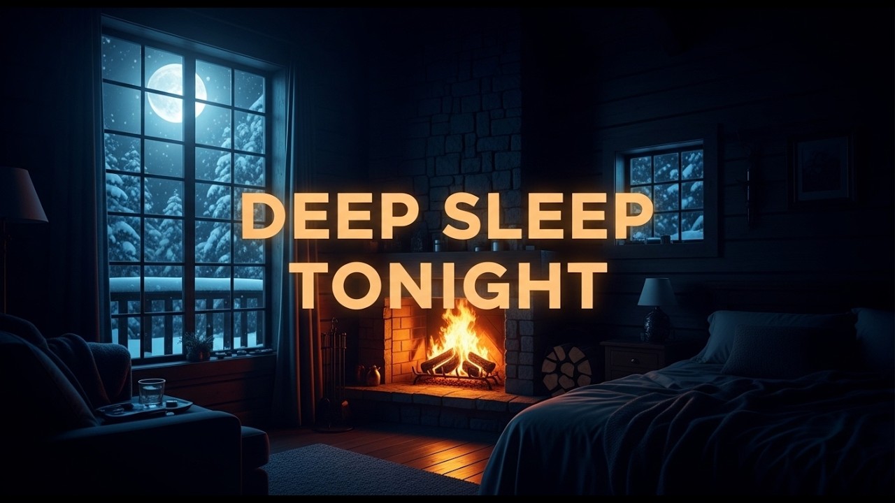 Deep Sleep in 5 Minutes 🌙 Insomnia Relief Music | 2 Hours Fireplace Sounds & Snowy Night Ambience