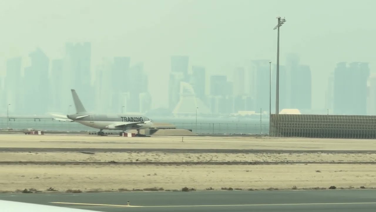 Takeoff in Doha Qatar Airways Boeing 787-9