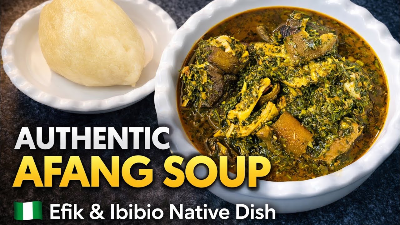 Authentic Afang Soup 🍲 | A Taste of Southern Nigeria 🇳🇬  From fresh leaves to rich, hearty flavors.