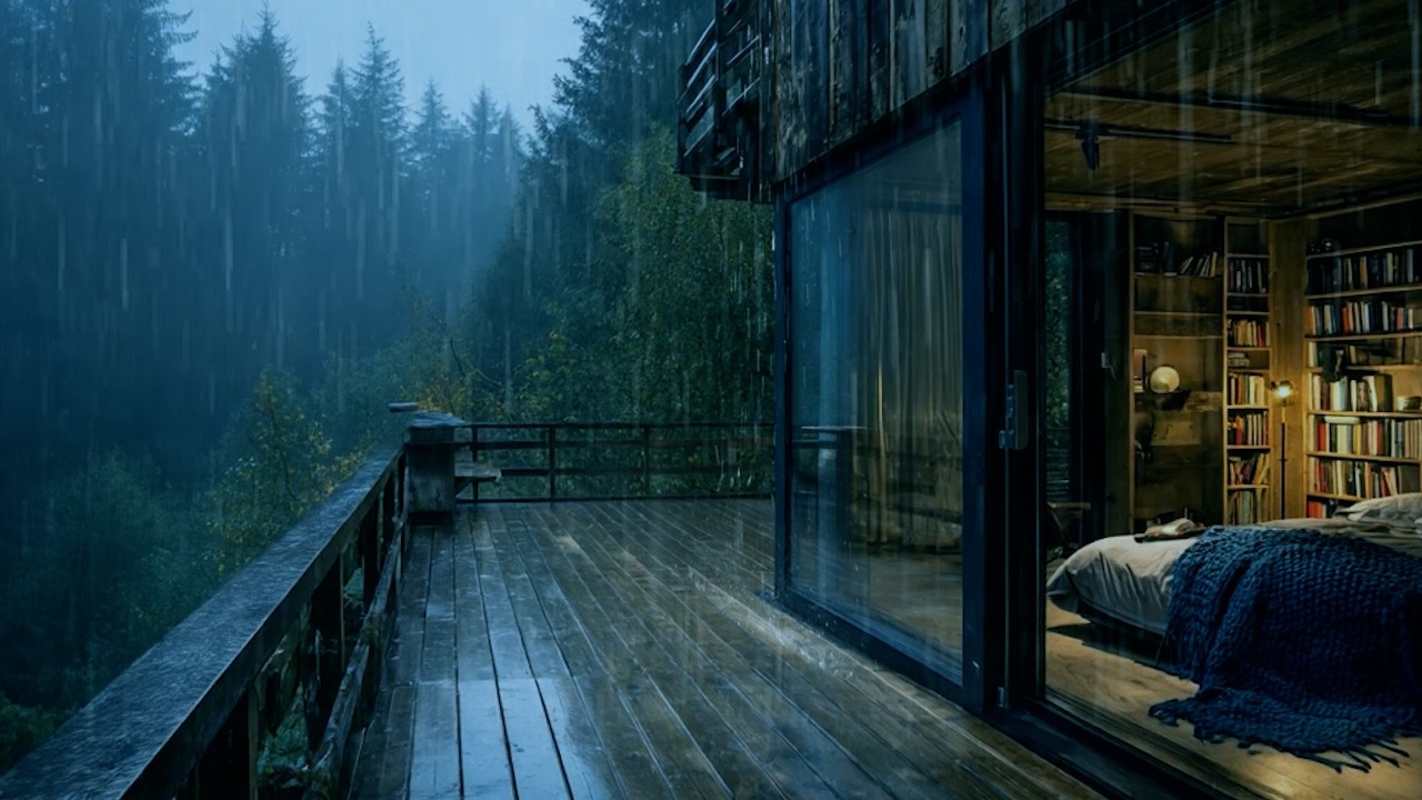 Rain Sounds in a Cozy Forest Cabin | Fall asleep quickly for a sound sleep🌧️🌲