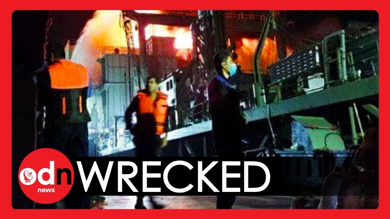 Iran's Largest Navy Ship SINKS After Catching Fire in Gulf of Oman