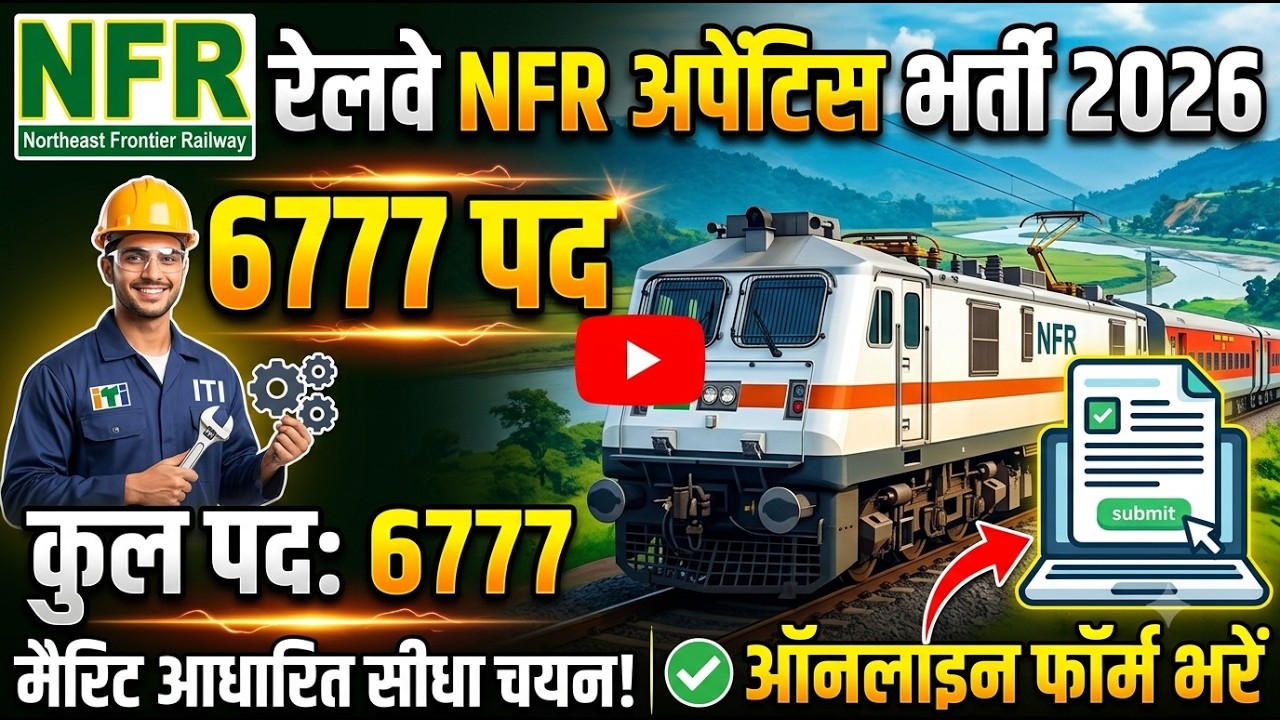 Railway NFR Apprentice Vacancy 2026 🔥 | 6777 पदों पर सीधी भर्ती | बिना परीक्षा | 10th+ITI