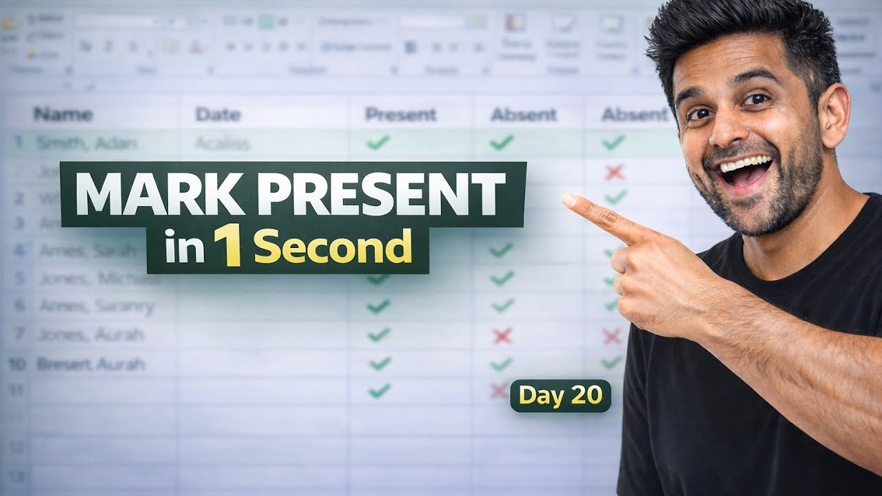 Excel Attendance Sheet Banani Seekho | Daily Use Project Day-20