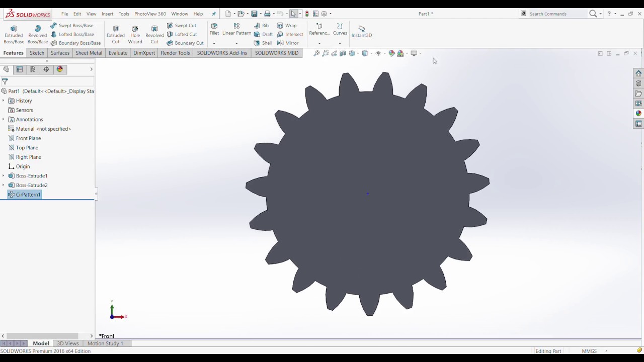 SPUR GEAR SolidWorks INVOLUTE PROFILE