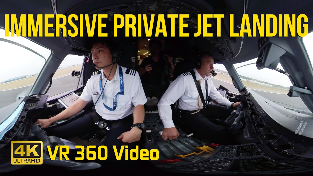 Cockpit VR 360 Video: Immersive  private jet landing | China pilots eye