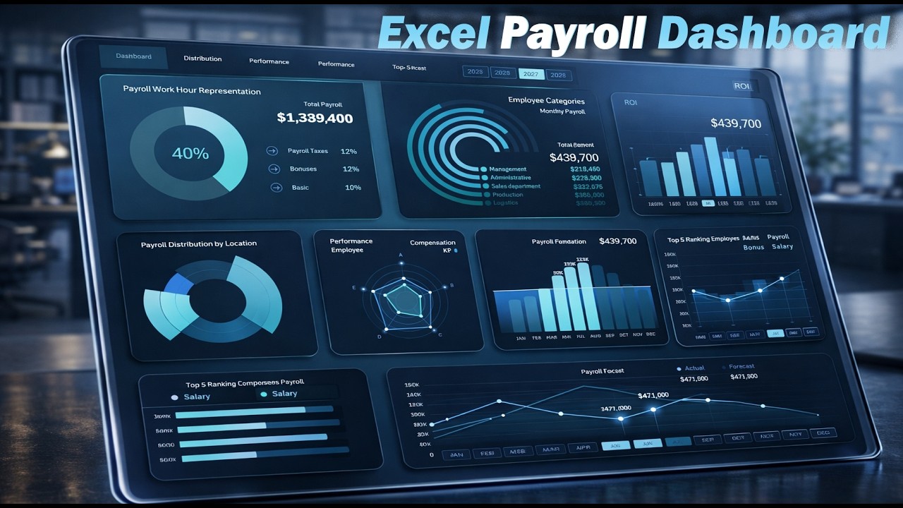 Excel Payroll Dashboard Template for Salary Summary Reporting for Presentation