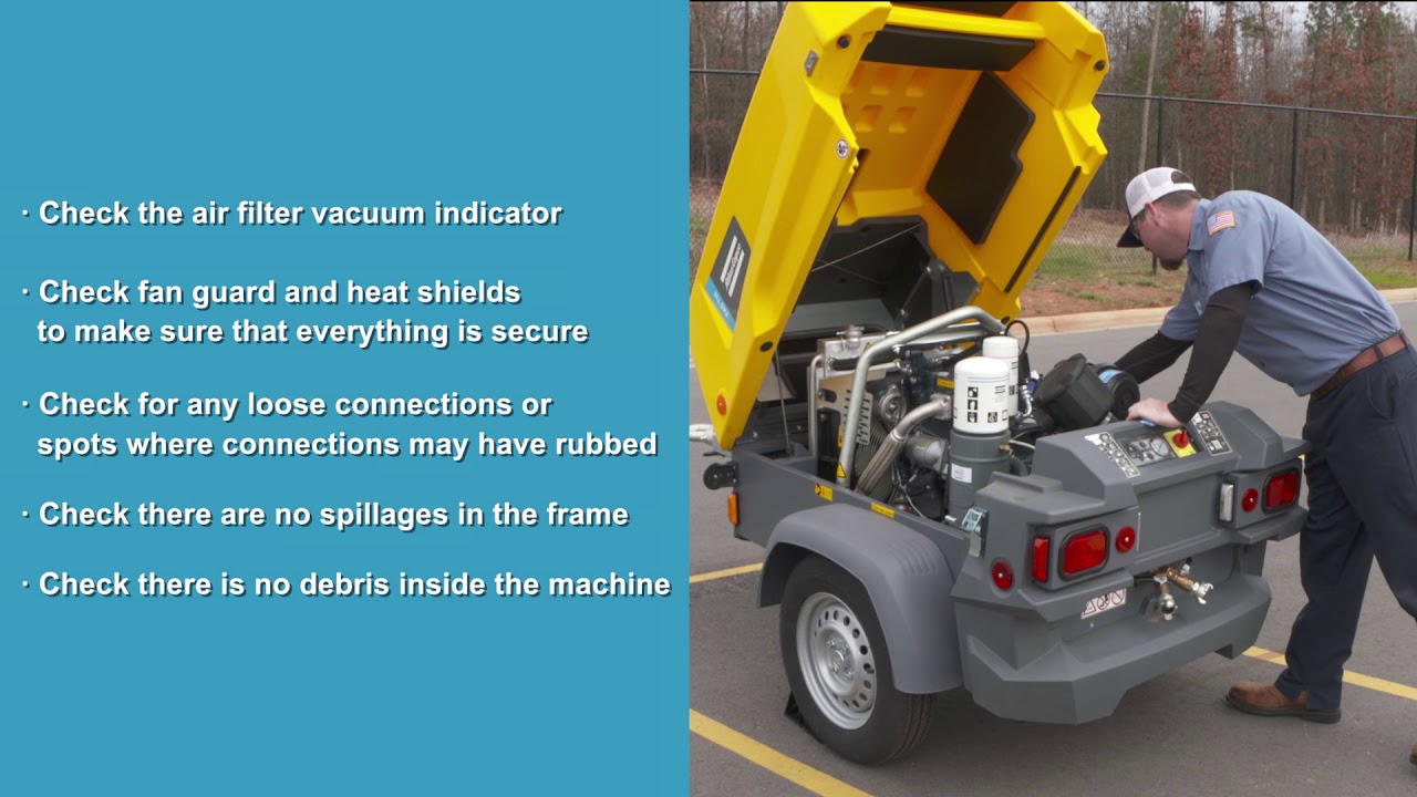 Starting up the XAS 110 small diesel air compressor