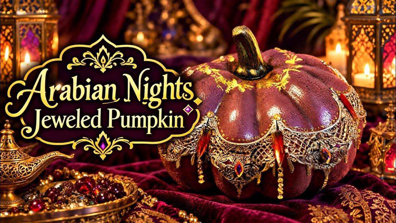 Arabian Nights Jeweled Pumpkin ✨| Crackled | Elegant Fall Decor 