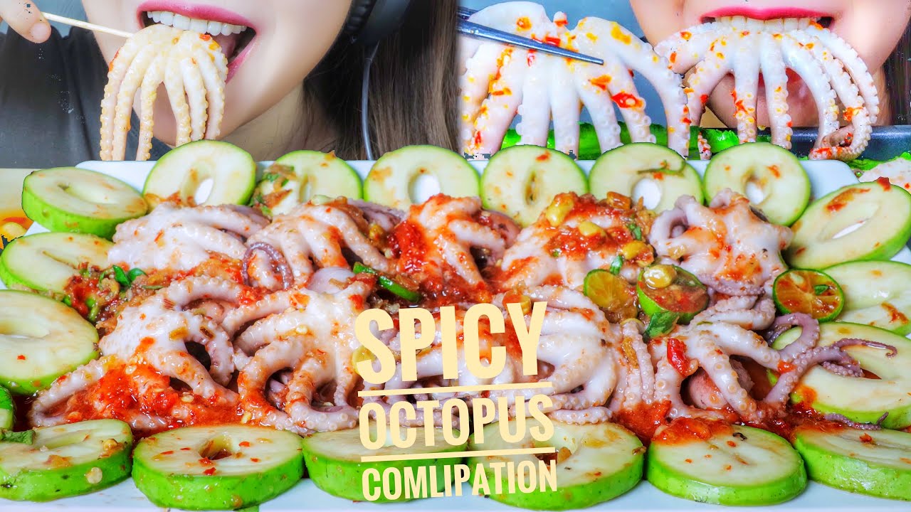 ASMR EATING SPICY OCTOPUS COMLIPATION , EATING SOUNDS | LINH-ASMR