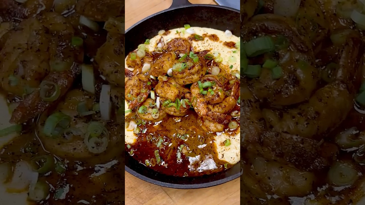 Chef cooks up New Orleans style BBQ Shrimp & Grits - let's go! #shrimpandgrits #barbecueshrimp #bbq