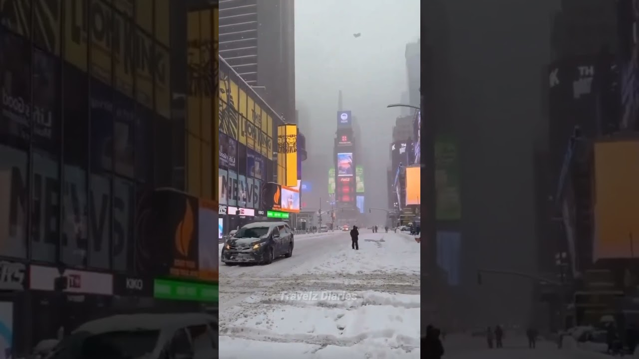 Snowfall in New York city.