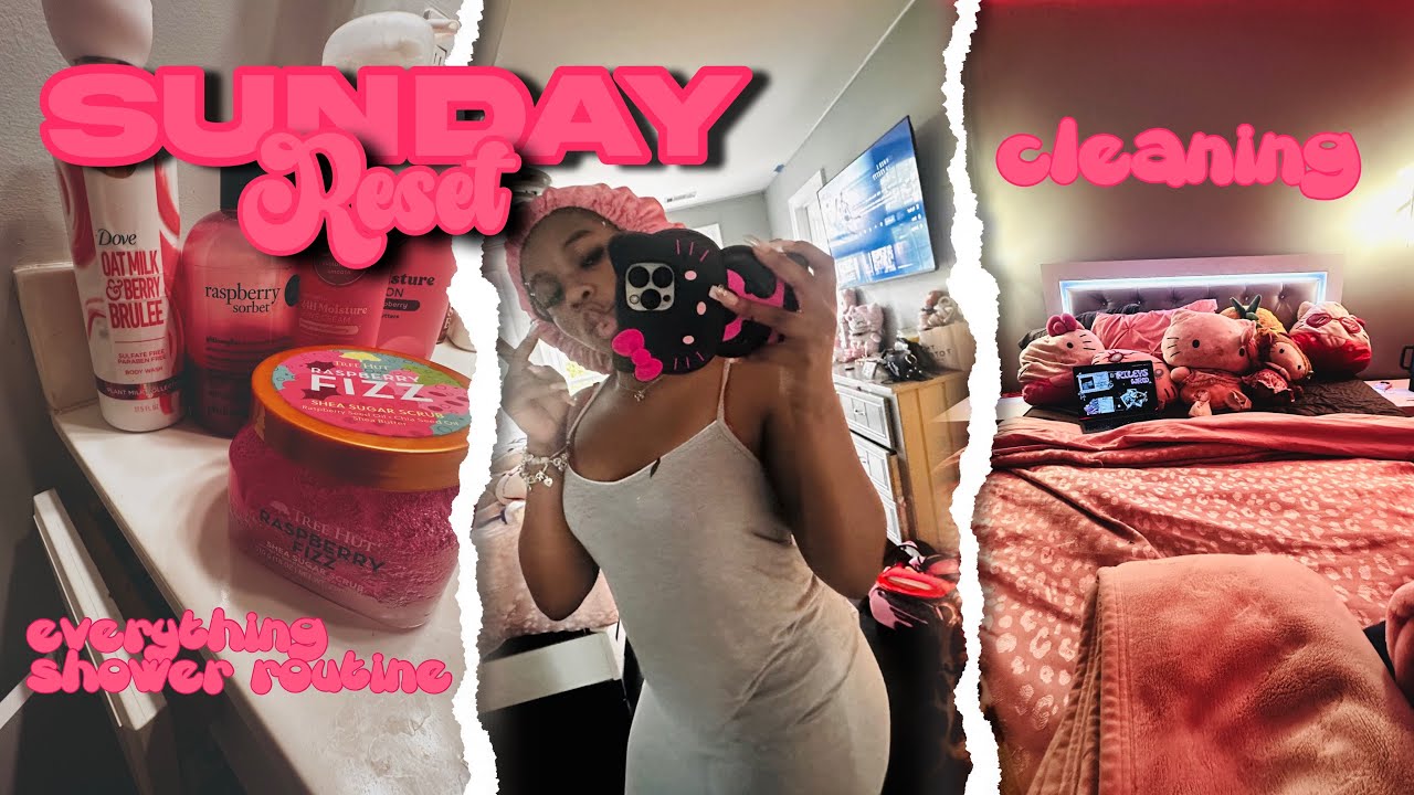 SUNDAY SUNSET ♡ || cleaning, my everything shower routine, homework, etc || riley amari 