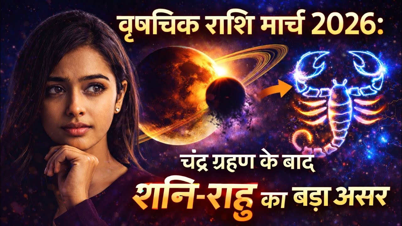 👉 वृश्चिक राशि मार्च 2026: चंद्र ग्रहण के बाद शनि-राहु का बड़ा असर | धन, करियर, प्रेम #astrology 