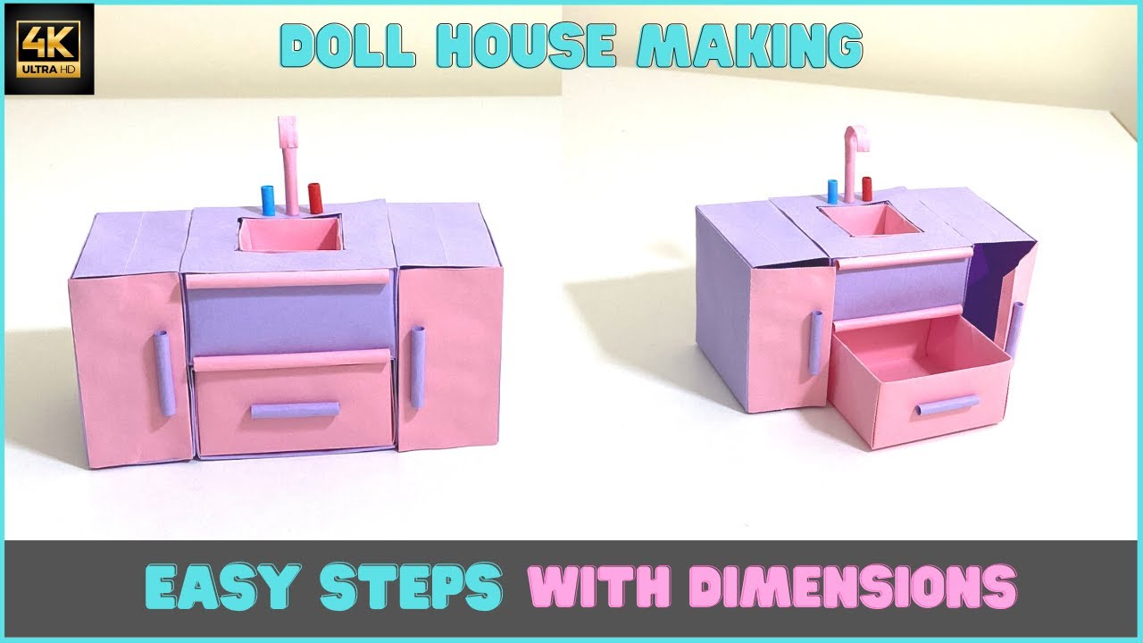 Easy Steps | Miniature Kitchen Paper Sink | Easy Origami Doll House | Eng Subtitles | Crafts At Ease
